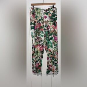 Lane Bryant Cacique Floral Garden Drawstring Lace Trim Legging Pants‎ Size 1X